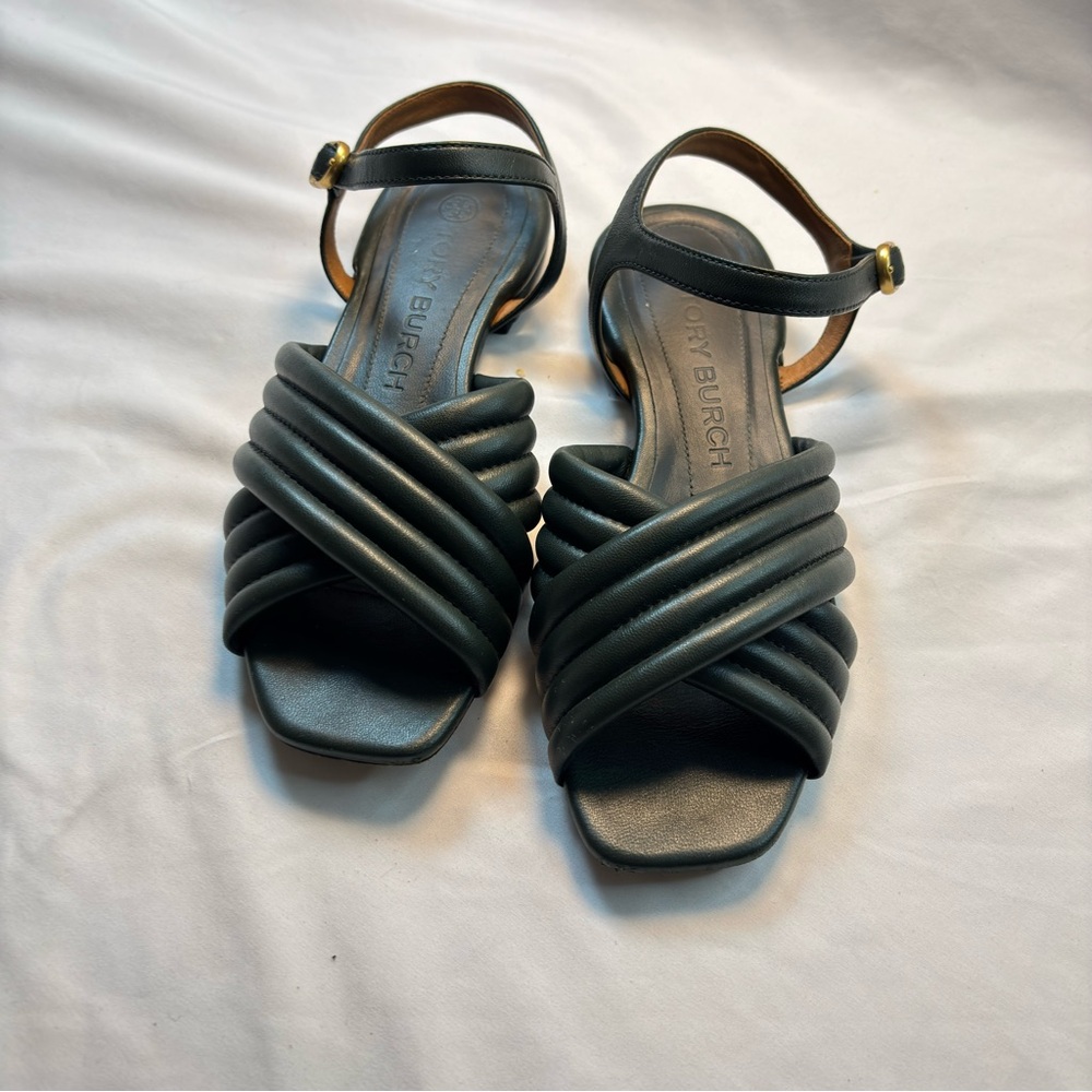 Tory Burch Black Leather Crisscross Sandals Size 8.5M‎